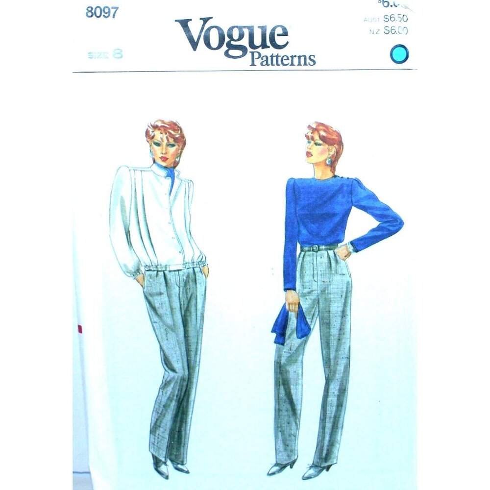 Vogue 8097 Sewing Pattern Jacket T Shirt Scarf Pants Size 8 Vintage
